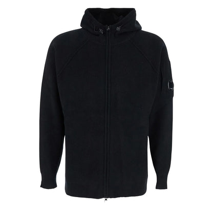 C.P. Company Lambswool GRS Hooded Full Zip Sweater in Black