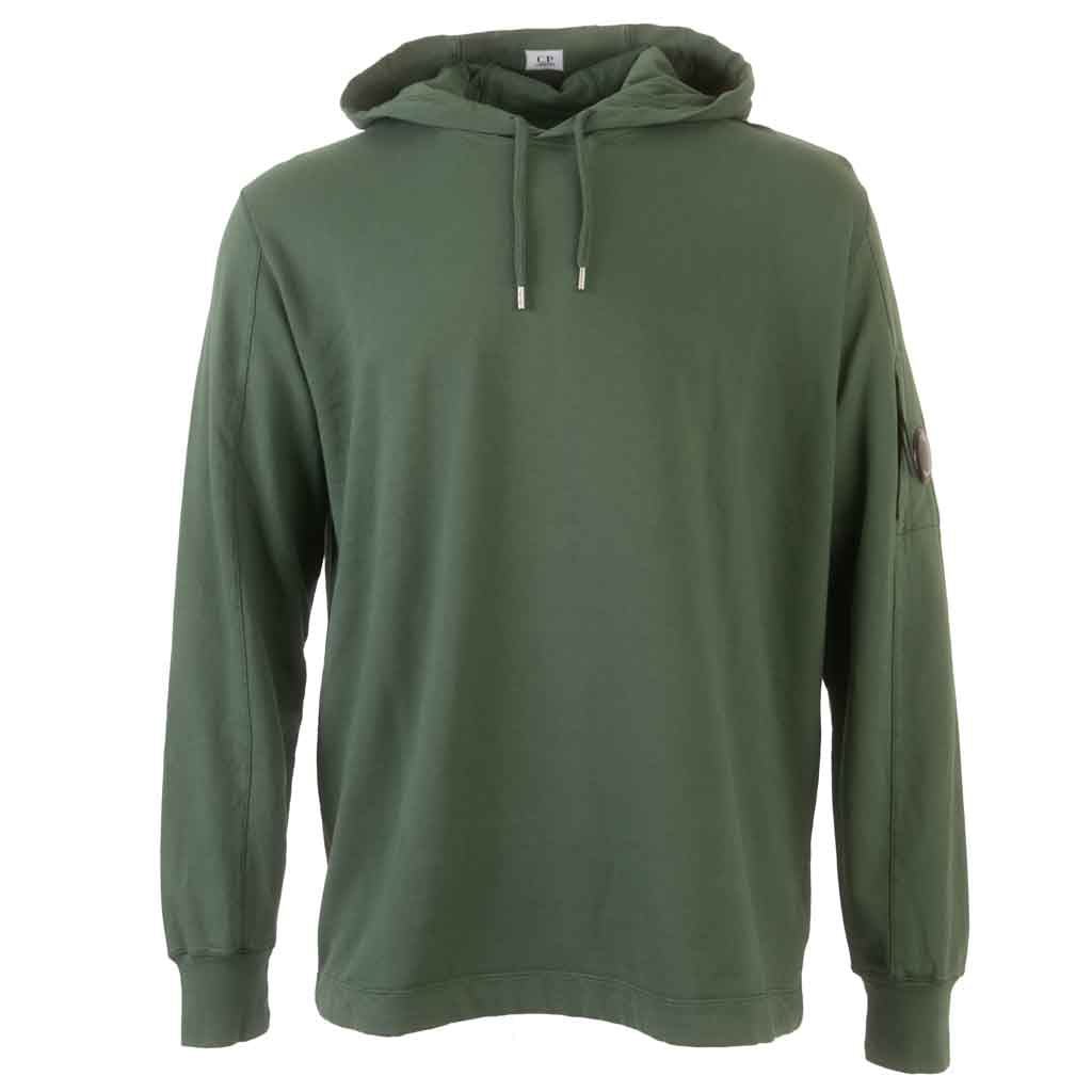 C.P. Company Light Fleece Lens Hooded Sweatshirt in Duck Green