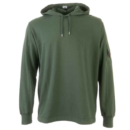 C.P. Company Light Fleece Lens Hooded Sweatshirt in Duck Green