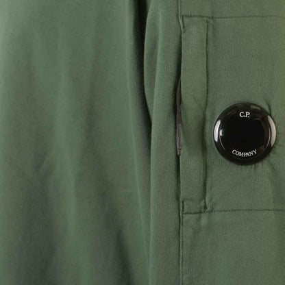 C.P. Company Light Fleece Lens Hooded Sweatshirt in Duck Green