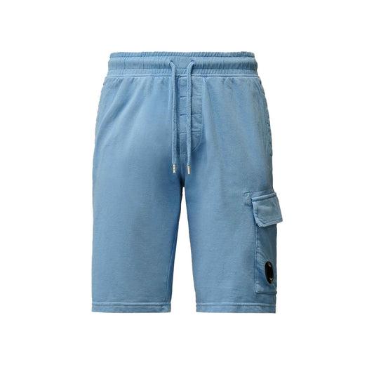 C.P. Company Light Fleece Lens Shorts in Coast- Light Blue
