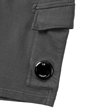 C.P. Company Light Fleece Lens Shorts in Smoked Pearl- Grey