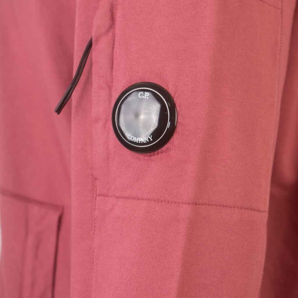 C.P. Company Light Fleece Zipped Lens Hoodie in Red Bud