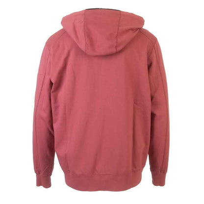 C.P. Company Light Fleece Zipped Lens Hoodie in Red Bud