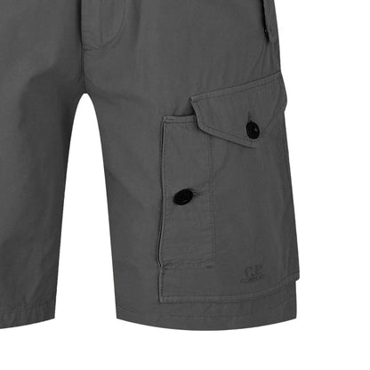 C.P. Company Microreps No Peach Cargo Shorts in Smoked Pearl- Grey