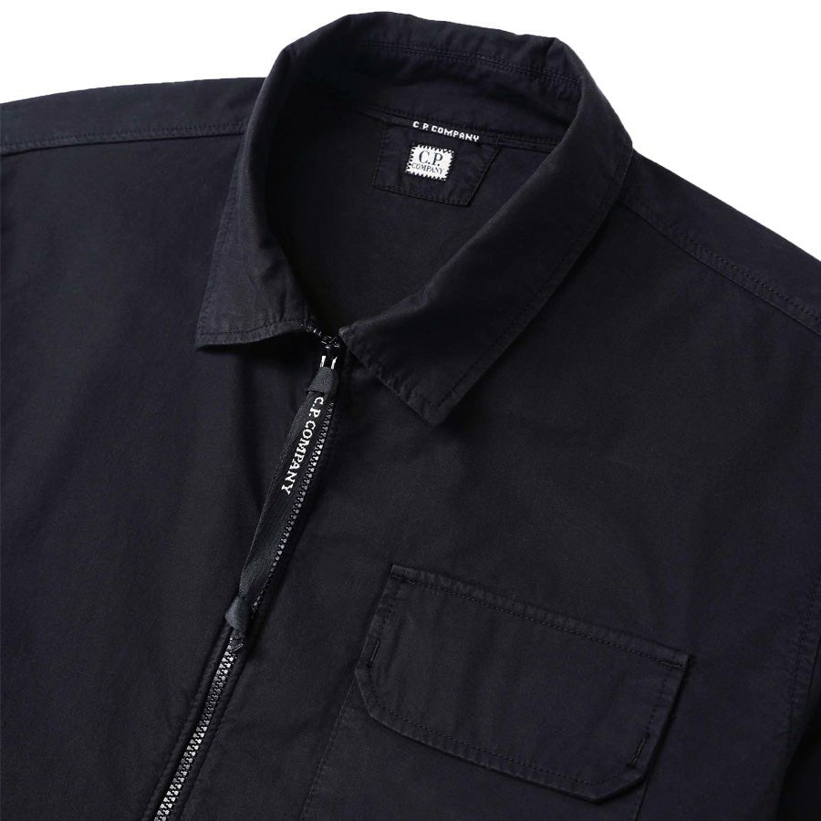 C.P. Company Organic Gabardine Zipped Overshirt in Total Eclipse - NavyOvershirtC.P. CompanyDPUS7620943923308SC.P. Company Organic Gabardine Zipped Overshirt in Total Eclipse - Navy