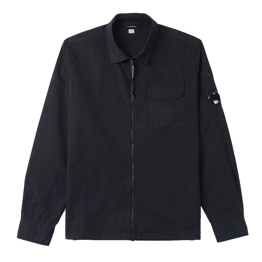 C.P. Company Organic Gabardine Zipped Overshirt in Total Eclipse - NavyOvershirtC.P. CompanyDPUS7620943923308SC.P. Company Organic Gabardine Zipped Overshirt in Total Eclipse - Navy