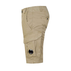 C.P. Company Stretch Sateen Lens Cargo Shorts in Vintage Khaki - BeigeShortsC.P. CompanyDPUS Designer Outlet44C.P. Company Stretch Sateen Lens Cargo Shorts in Vintage Khaki - Beige