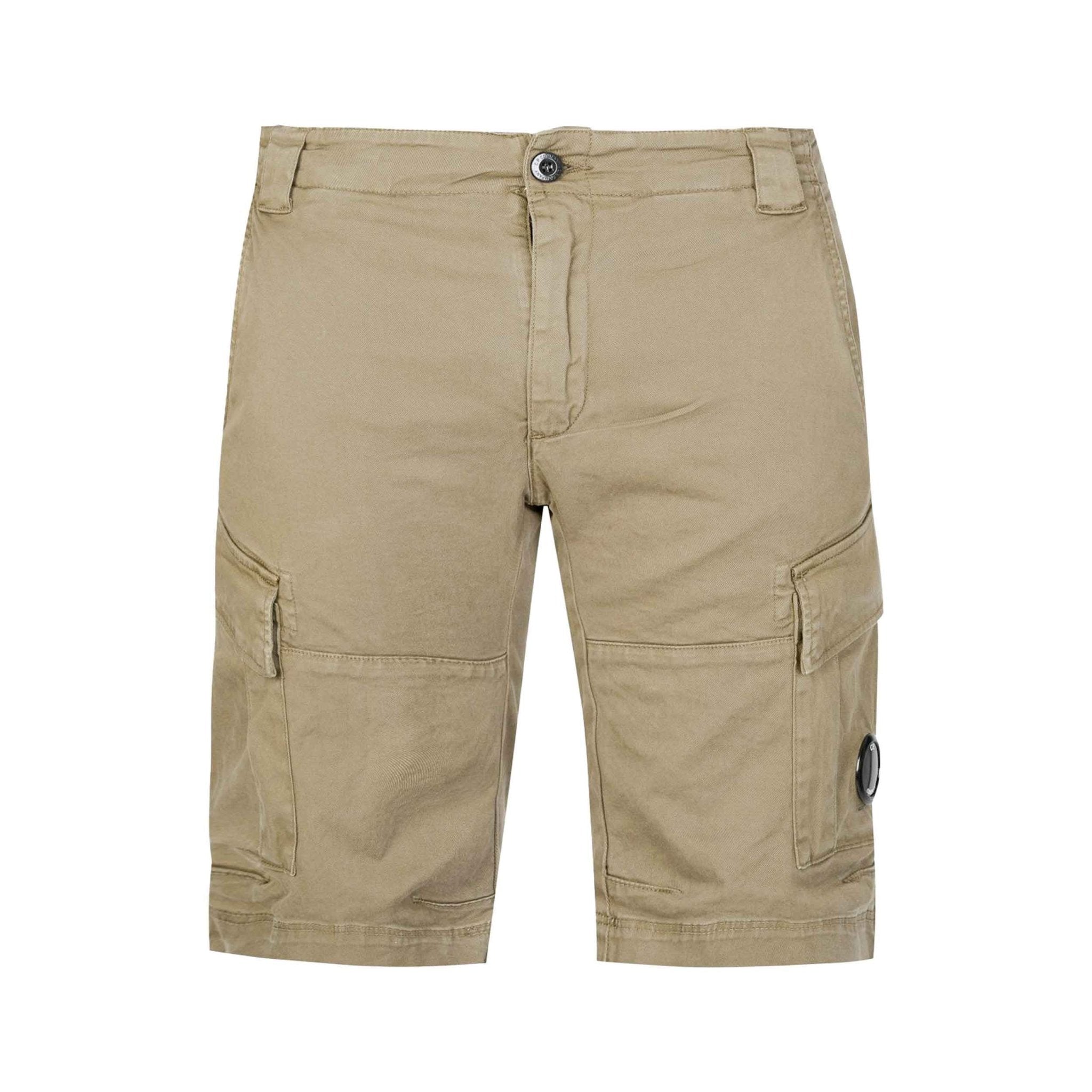 C.P. Company Stretch Sateen Lens Cargo Shorts in Vintage Khaki - BeigeShortsC.P. CompanyDPUS Designer Outlet44C.P. Company Stretch Sateen Lens Cargo Shorts in Vintage Khaki - Beige