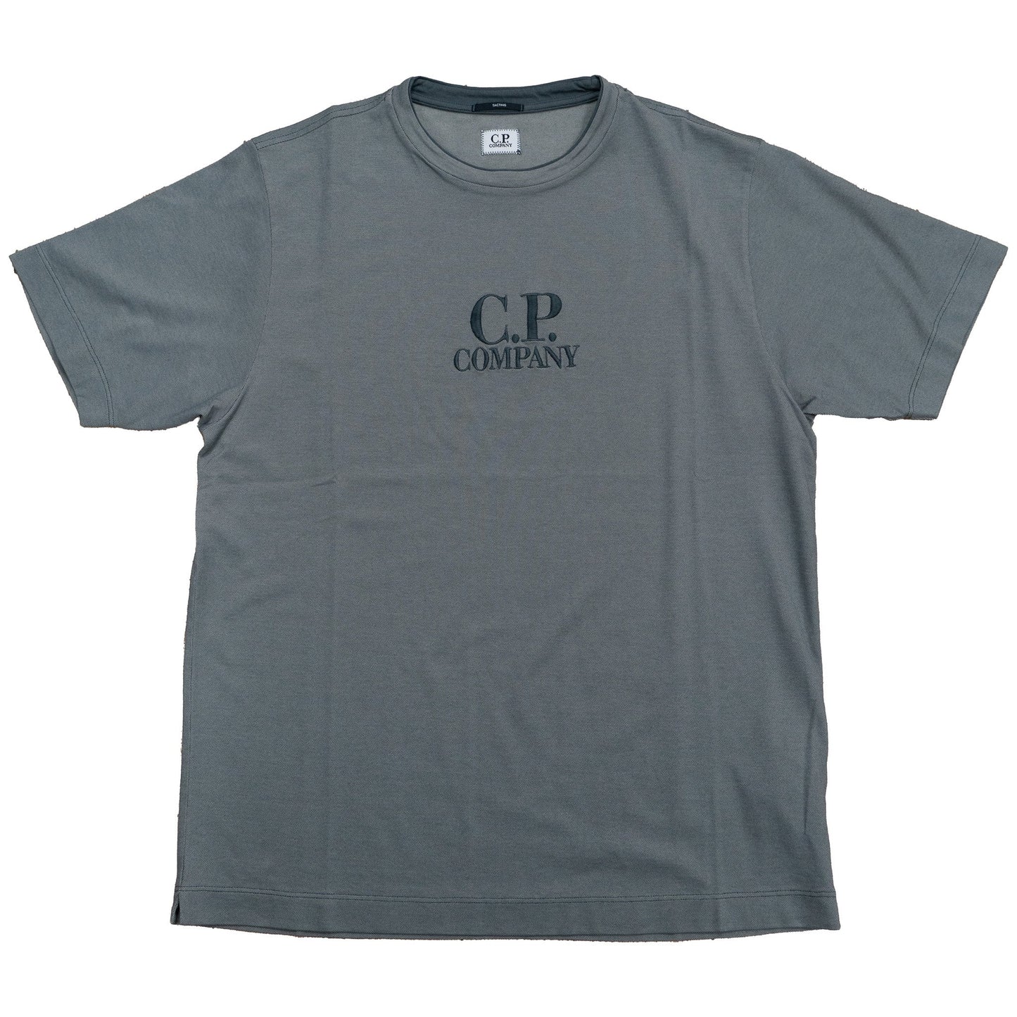 C.P. Company Tacting Piquet Embroidery T-shirt in Smoked Pearl- Grey