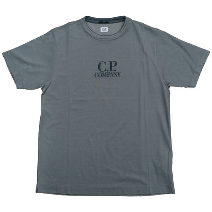 C.P. Company Tacting Piquet Embroidery T-shirt in Smoked Pearl- Grey