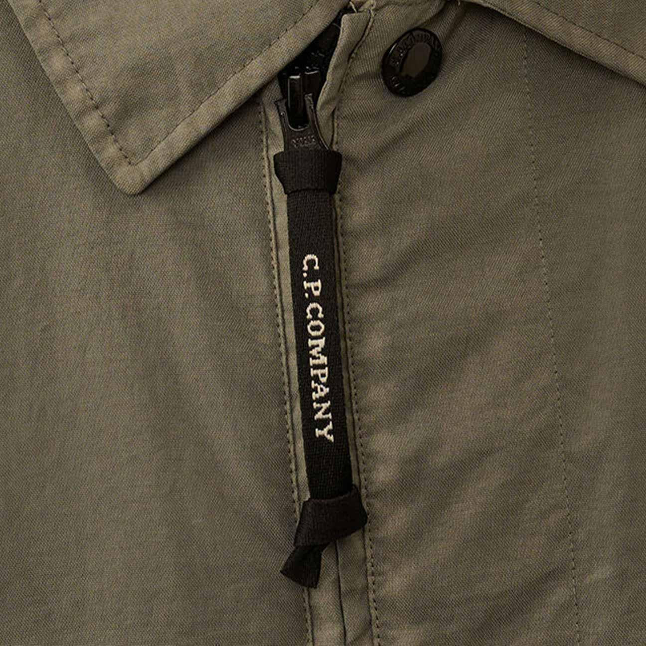 C.P. Company Taylon P Lens Zipped Overshirt in Gunmetal