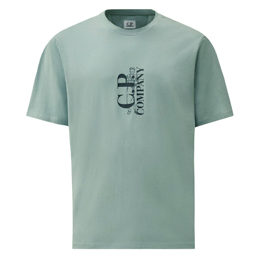 [C.P. Company] Vertical Logo T-ShirtT-ShirtC.P. CompanyDPUS Designer OutletSilver BlueXS[C.P. Company] Vertical Logo T-Shirt