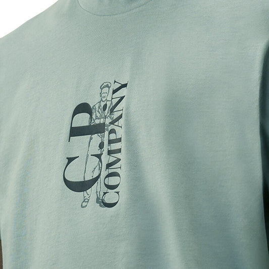 [C.P. Company] Vertical Logo T-ShirtT-ShirtC.P. CompanyDPUS Designer OutletSilver BlueXS[C.P. Company] Vertical Logo T-Shirt