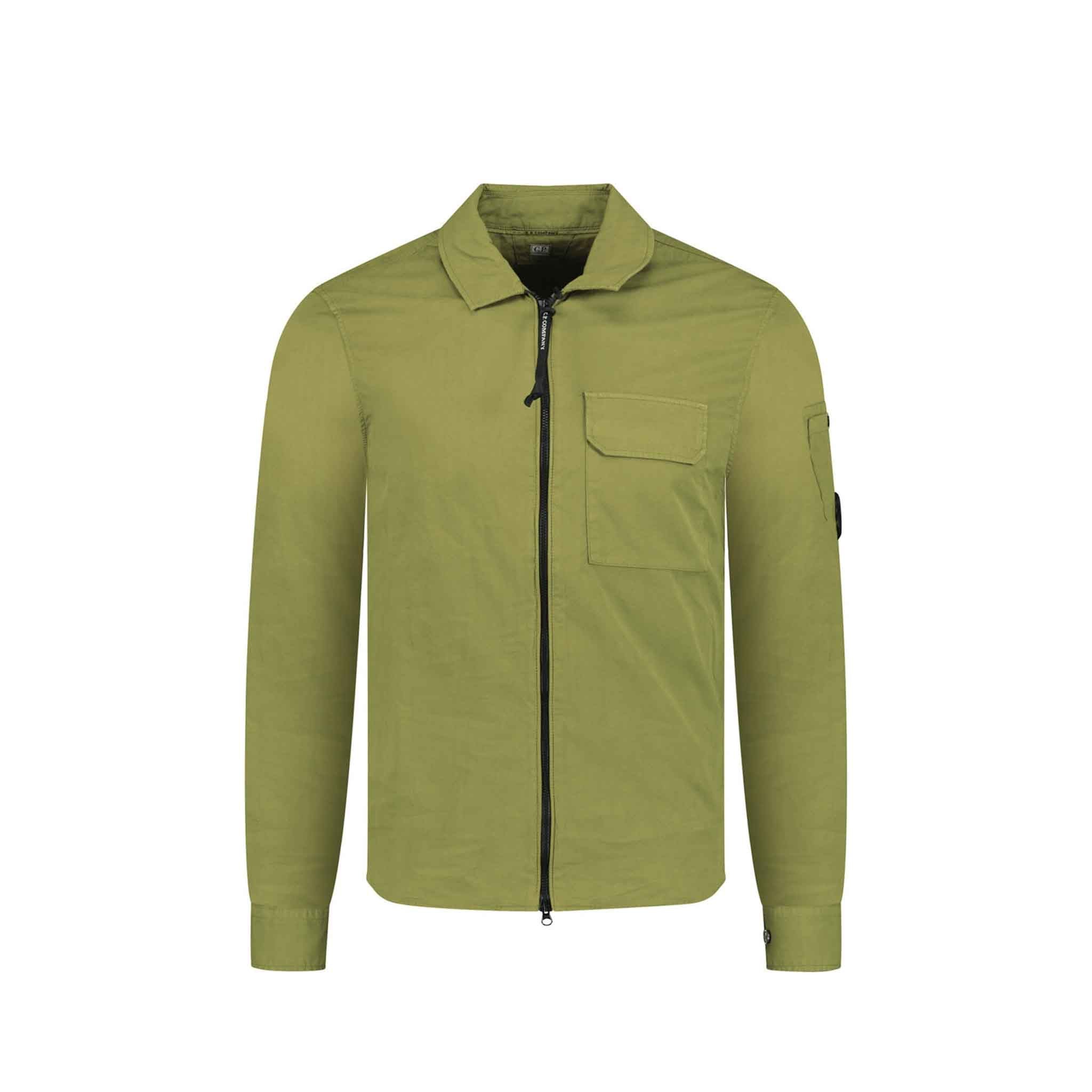 C.P. Company Gabardine Zipped Shirt in Green Olive
