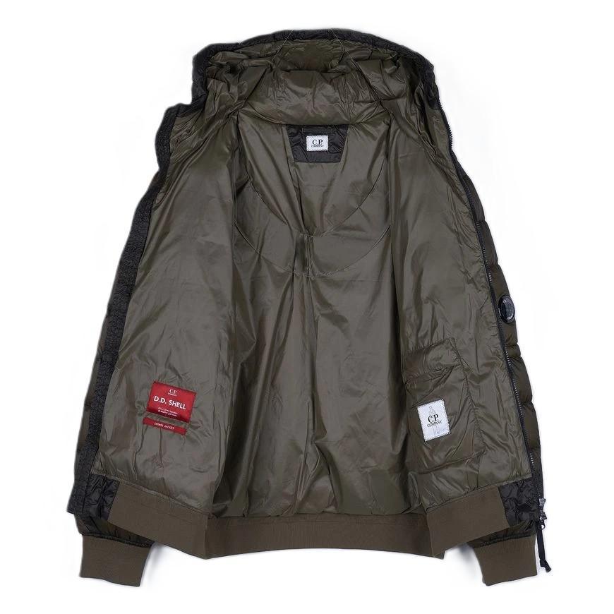 C.P. Company DD-Shell Lens Hooded Down Jacket in Ivy Green