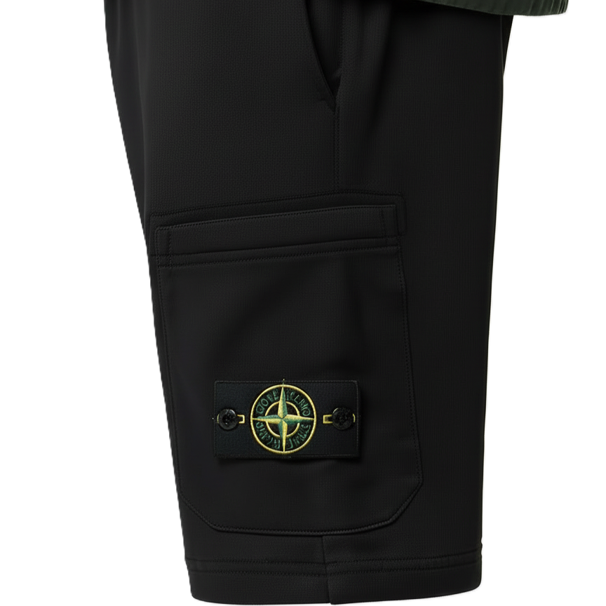 Stone Island Cotton Fleece Bermuda Shorts in Black