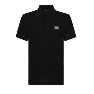 Dolce & Gabbana Plaque Cotton Pique Polo Shirt in BlackPolosDolce & GabbanaDPUS805957953026SDolce & Gabbana Plaque Cotton Pique Polo Shirt in Black