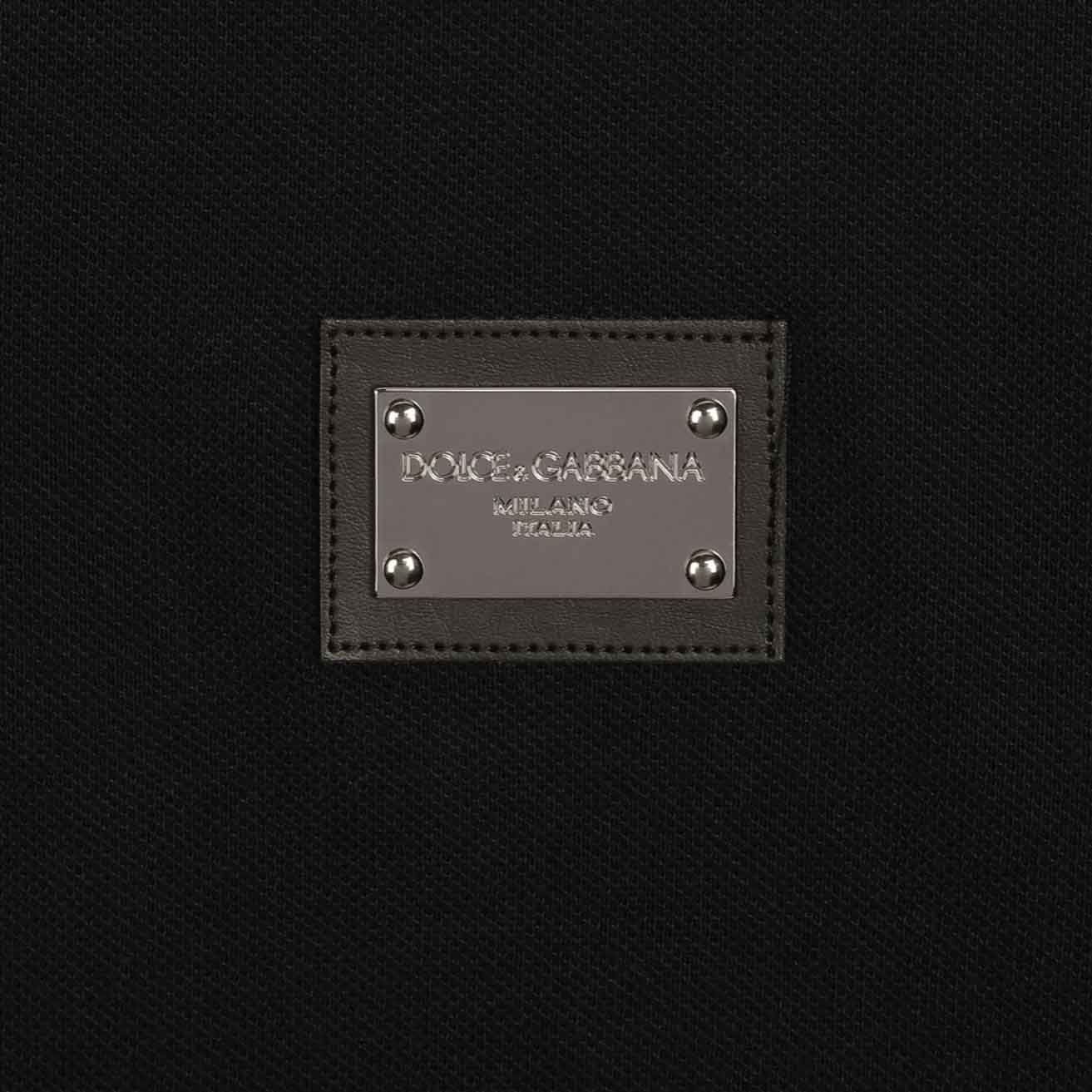 Dolce & Gabbana Plaque Cotton Pique Polo Shirt in BlackPolosDolce & GabbanaDPUS805957953026SDolce & Gabbana Plaque Cotton Pique Polo Shirt in Black