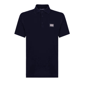 Dolce & Gabbana Plaque Cotton Pique Polo Shirt in NavyPolosDolce & GabbanaDPUS8059579352975SDolce & Gabbana Plaque Cotton Pique Polo Shirt in Navy