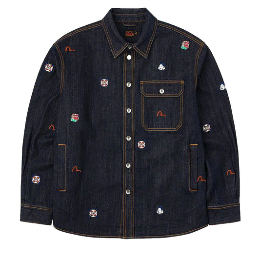 Evisu Ao Embroidery Denim Shirt Jacket in IndigoCoats & JacketsDPUS Designer OutletDPUS Designer Outlet2000292256046SEvisu Ao Embroidery Denim Shirt Jacket in Indigo
