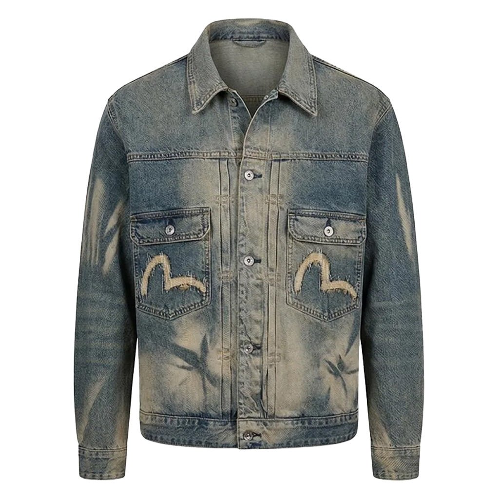 Evisu Ht, Abstract Washing Denim Jacket With Seagull Emb.EvisuDPUS Designer Outlet2000305438049Mid Tone IndigoSEvisu Ht, Abstract Washing Denim Jacket With Seagull Emb.