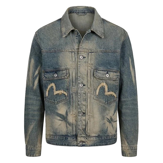 Evisu Ht, Abstract Washing Denim Jacket With Seagull Emb.EvisuDPUS Designer Outlet2000305438049Mid Tone IndigoSEvisu Ht, Abstract Washing Denim Jacket With Seagull Emb.