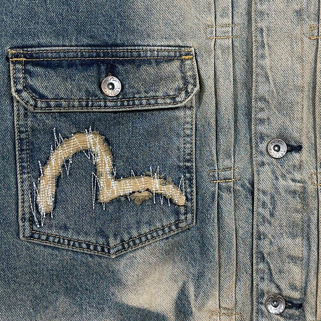 Evisu Ht, Abstract Washing Denim Jacket With Seagull Emb.EvisuDPUS Designer Outlet2000305438049Mid Tone IndigoSEvisu Ht, Abstract Washing Denim Jacket With Seagull Emb.