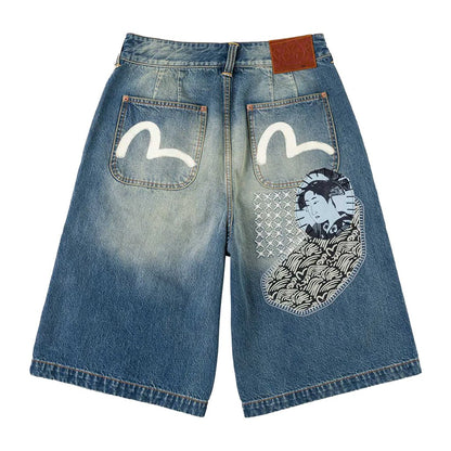 Evisu Ht, Fabric Patch Denim ShortsEvisuDPUS Designer Outlet2000305470094Light Tone Indigo28Evisu Ht, Fabric Patch Denim Shorts