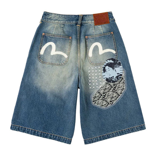 Evisu Ht, Fabric Patch Denim ShortsEvisuDPUS Designer Outlet2000305470094Light Tone Indigo28Evisu Ht, Fabric Patch Denim Shorts