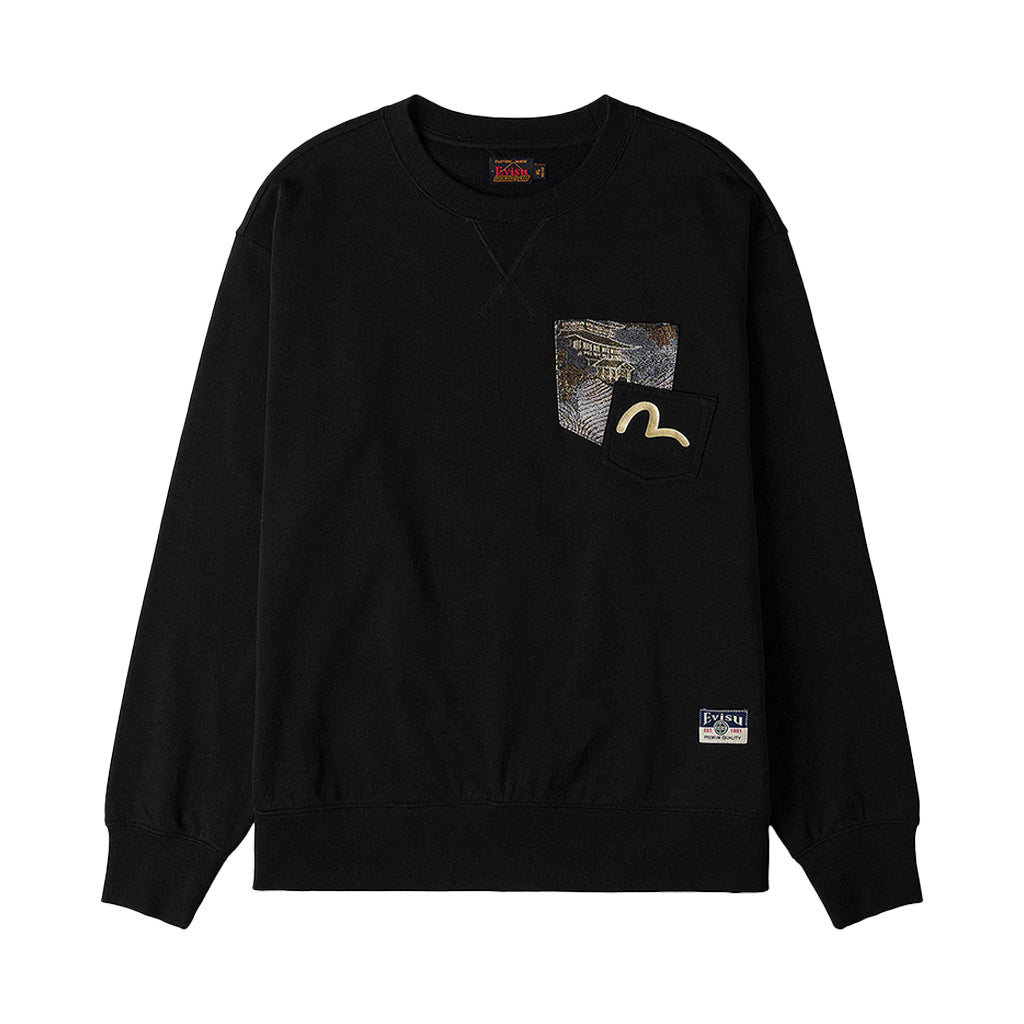 Evisu Ht, Japanese Kite Printed Sweatshirt W/ Brocade PocketSweatshirtsEvisuDPUS Designer Outlet2000305478045BlackSEvisu Ht, Japanese Kite Printed Sweatshirt W/ Brocade Pocket
