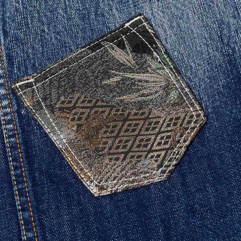 Evisu Ht, Multi-Pocket Denim Jacket W/ Brocade PatchEvisuDPUS Designer Outlet2000305441049Mid Tone IndigoSEvisu Ht, Multi-Pocket Denim Jacket W/ Brocade Patch