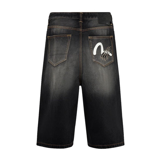 Evisu Ht, Seagull & Claw Marks Emb. Pocket Denim ShortsEvisuDPUS Designer Outlet2000305469098Dark Tone Black Denim28Evisu Ht, Seagull & Claw Marks Emb. Pocket Denim Shorts