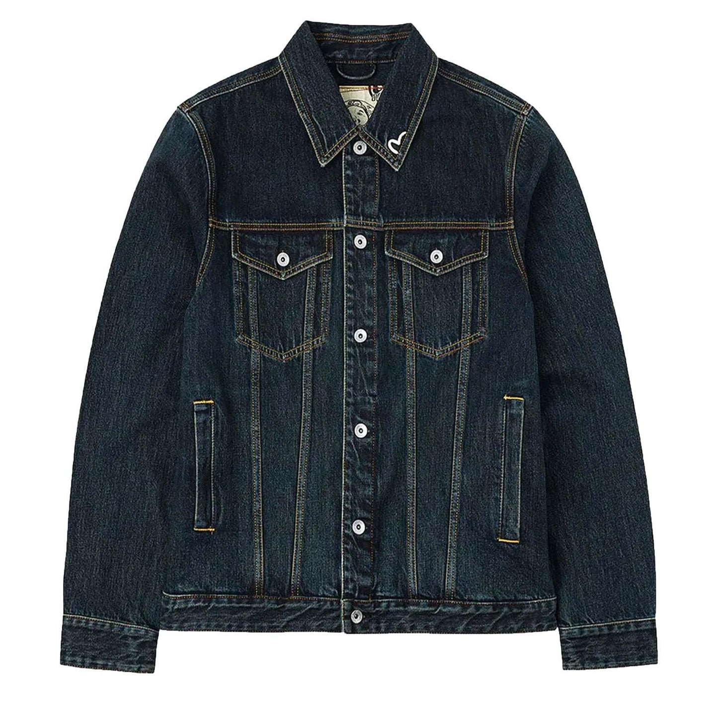Evisu Washed Denim Jacket W/ Printed Daicock in IndigoCoats & JacketsDPUS Designer OutletDPUS Designer Outlet2000292251041SEvisu Washed Denim Jacket W/ Printed Daicock in Indigo