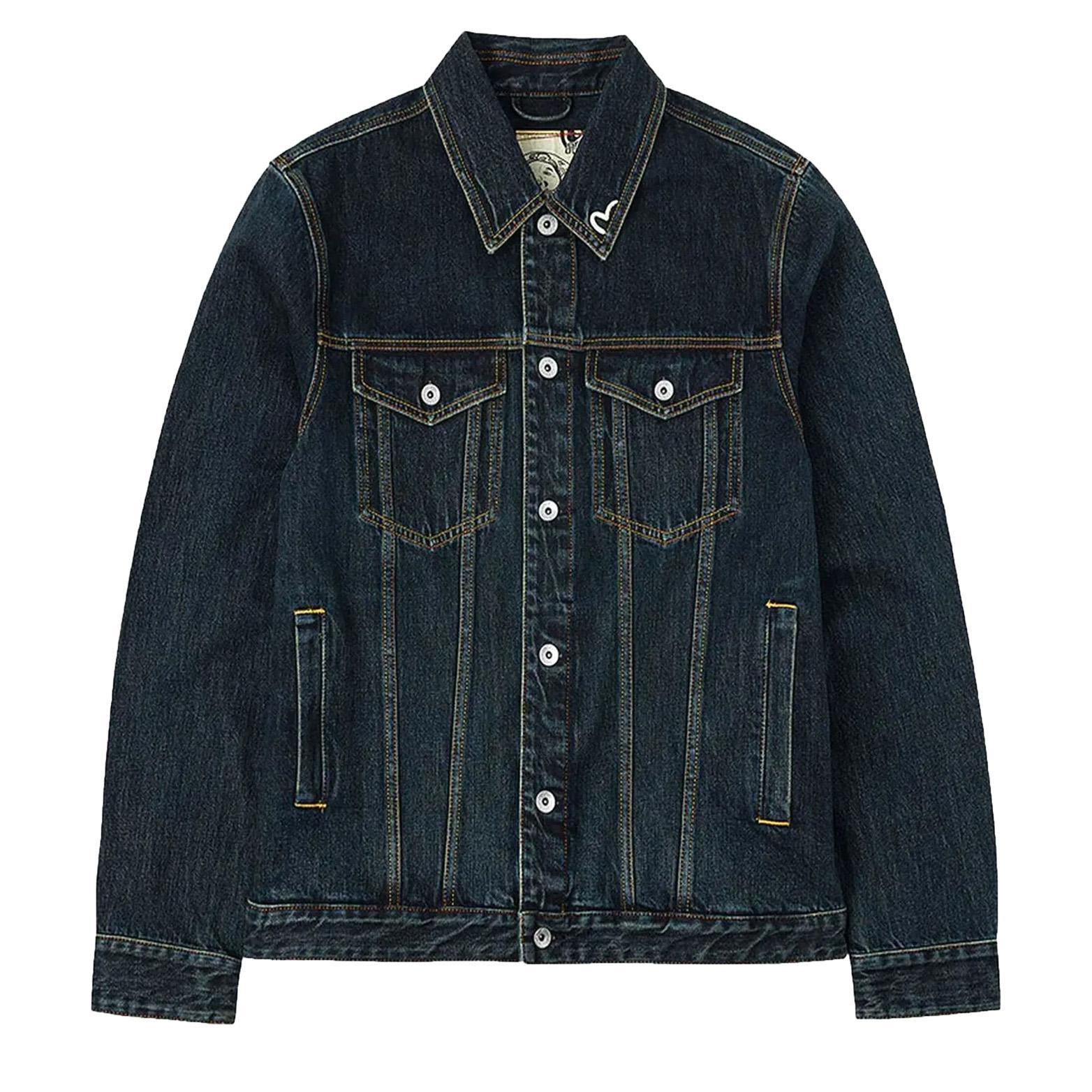 Evisu Washed Denim Jacket W/ Printed Daicock in IndigoCoats & JacketsDPUS Designer OutletDPUS Designer Outlet2000292251041SEvisu Washed Denim Jacket W/ Printed Daicock in Indigo