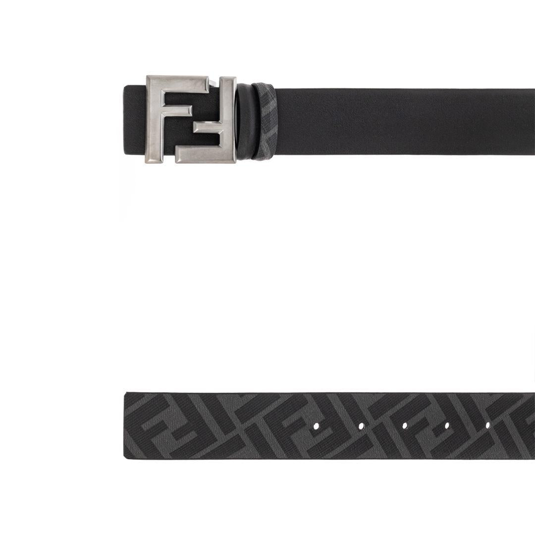 Fendi FF Square Reversible Belt in Grey & BlackBeltsFendiDPUS Designer Outlet805505209452395 cmFendi FF Square Reversible Belt in Grey & Black