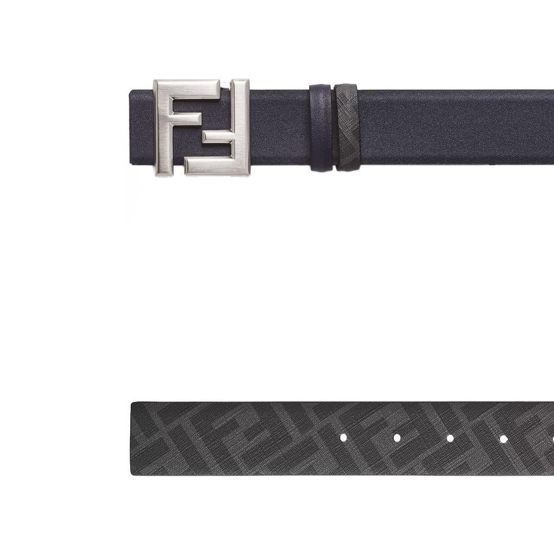 Fendi FF Square Reversible Belt in Grey & BlueBeltsFendiDPUS Designer Outlet805505209453095 cmFendi FF Square Reversible Belt in Grey & Blue