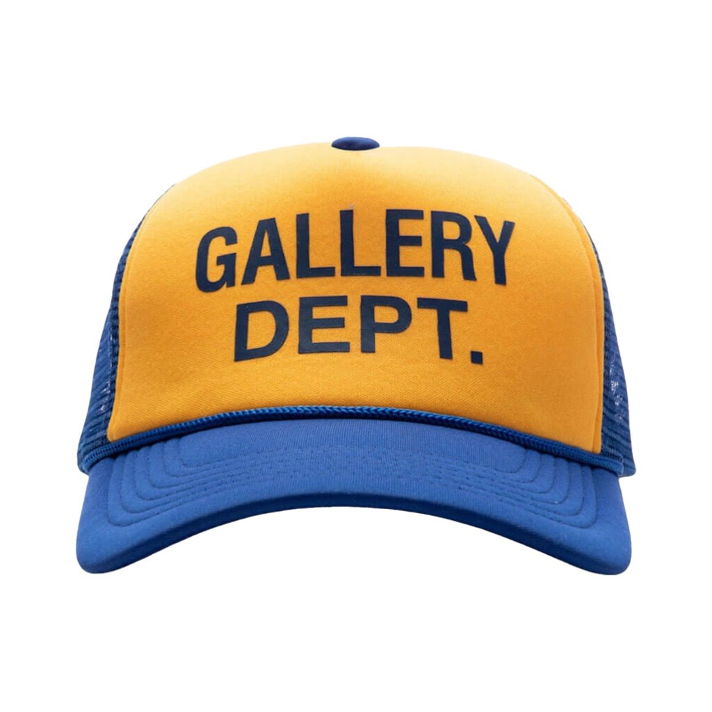 Gallery Dept. GD Logo TruckerCaps & HatsGallery Dept.DPUS Designer Outlet840246264084Yellow/ NavyUNIGallery Dept. GD Logo Trucker