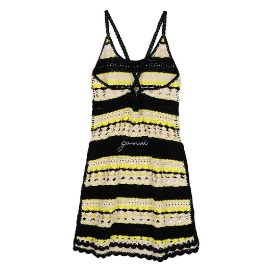 Ganni Chrochet Cover Up Slip Dress in Golden Kiwi