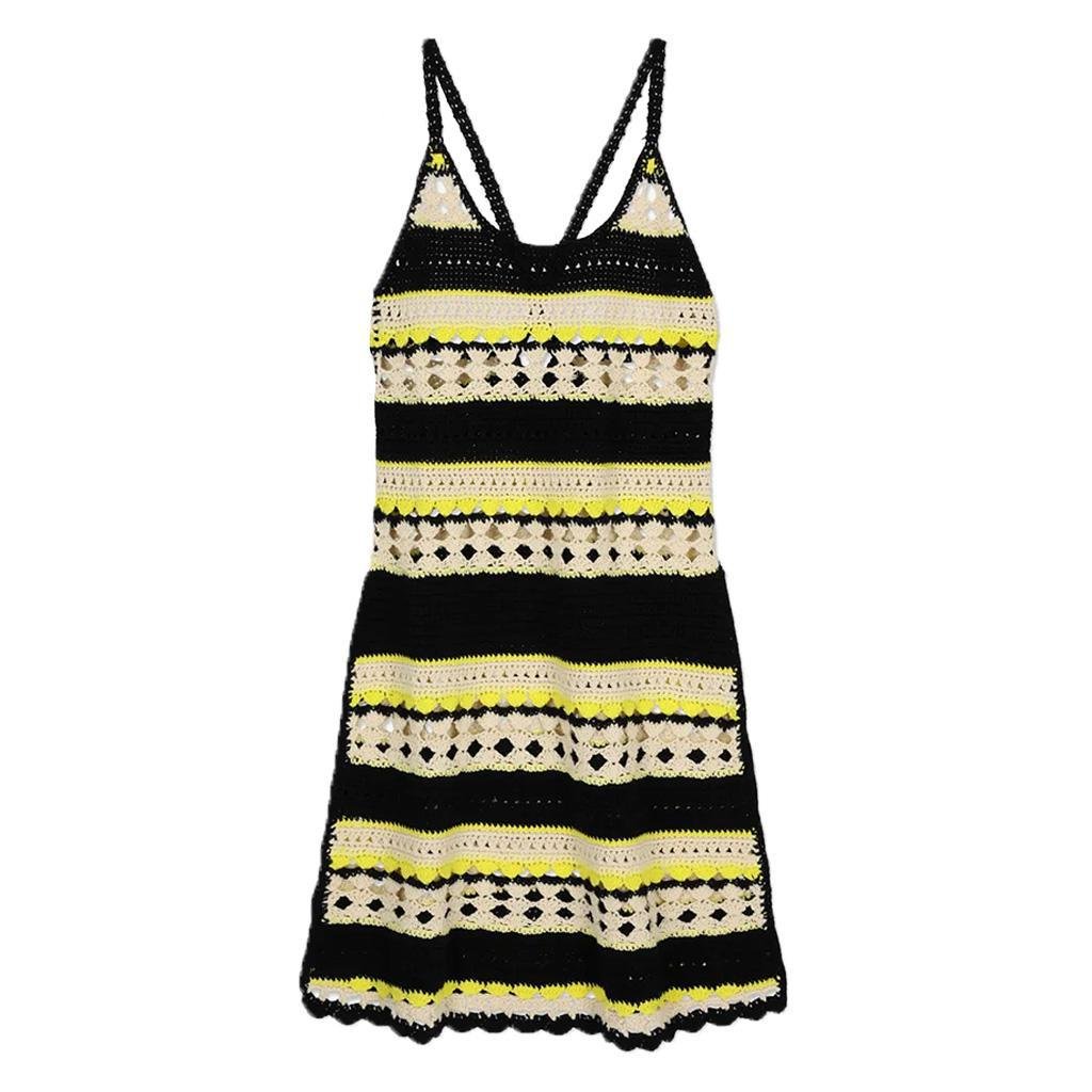 Ganni Chrochet Cover Up Slip Dress in Golden Kiwi
