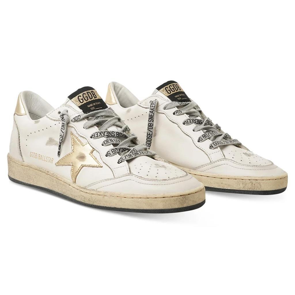 Golden Goose Ball Star Leather Sneaker in Milk/Gold