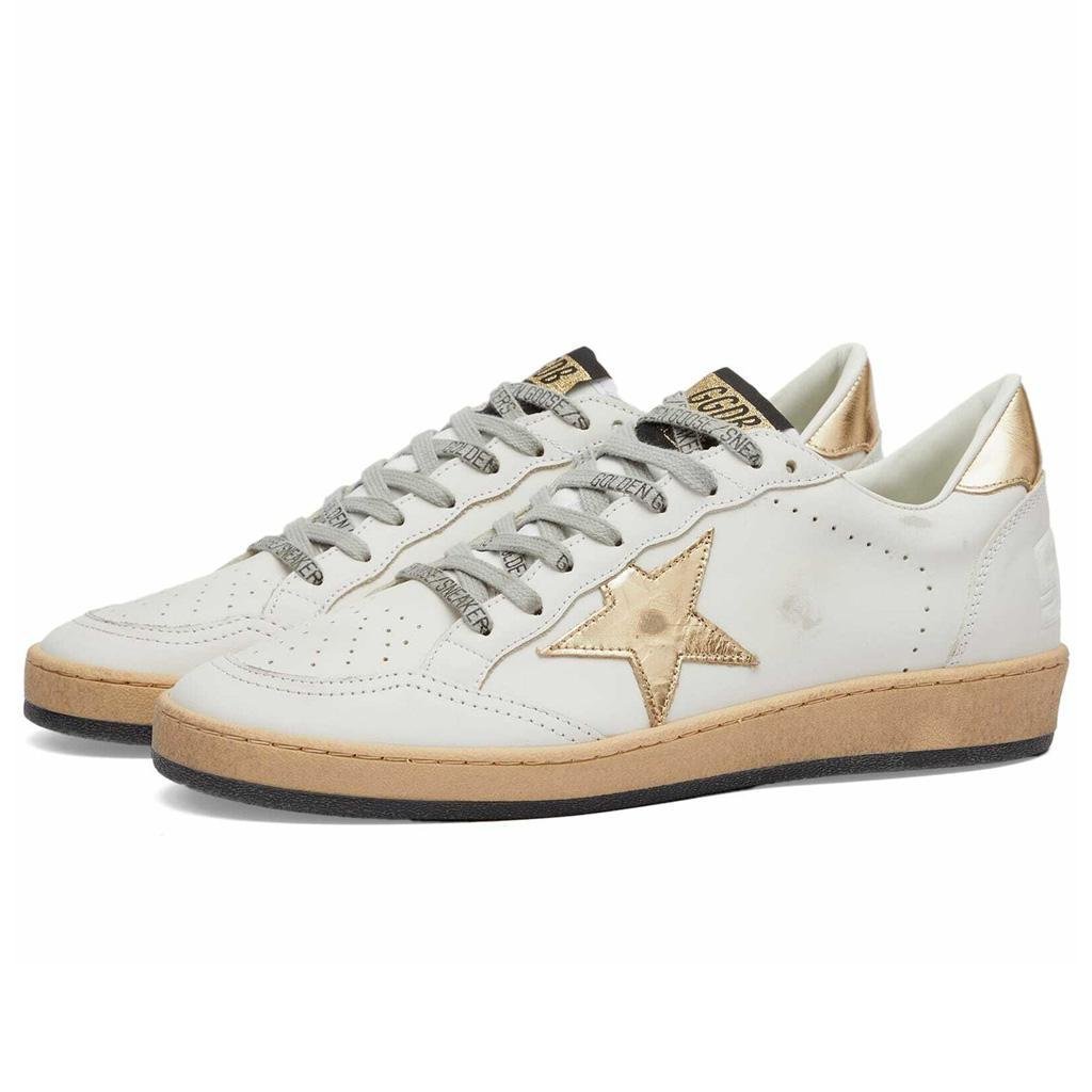 Golden Goose Ball Star Leather Sneaker in Milk/Gold