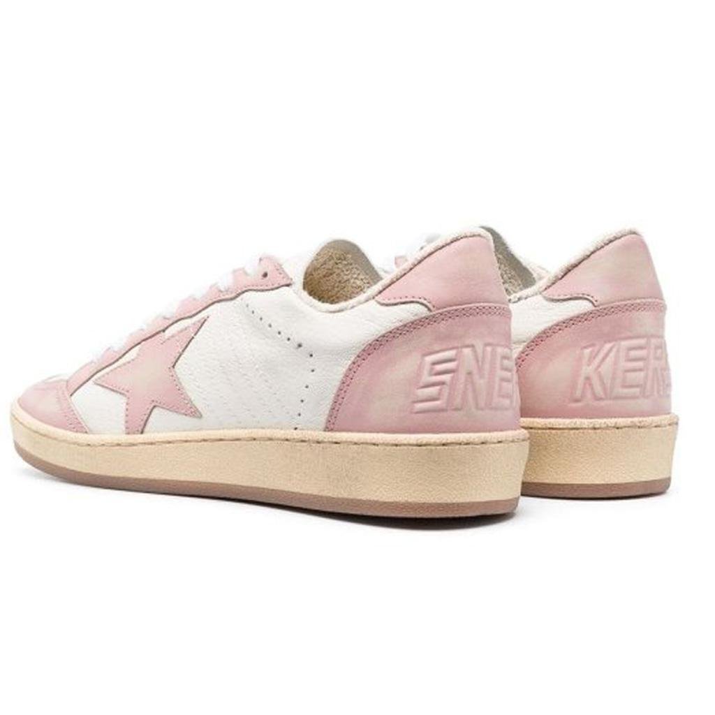 Golden Goose Ball Star Leather Sneaker in White/Pink