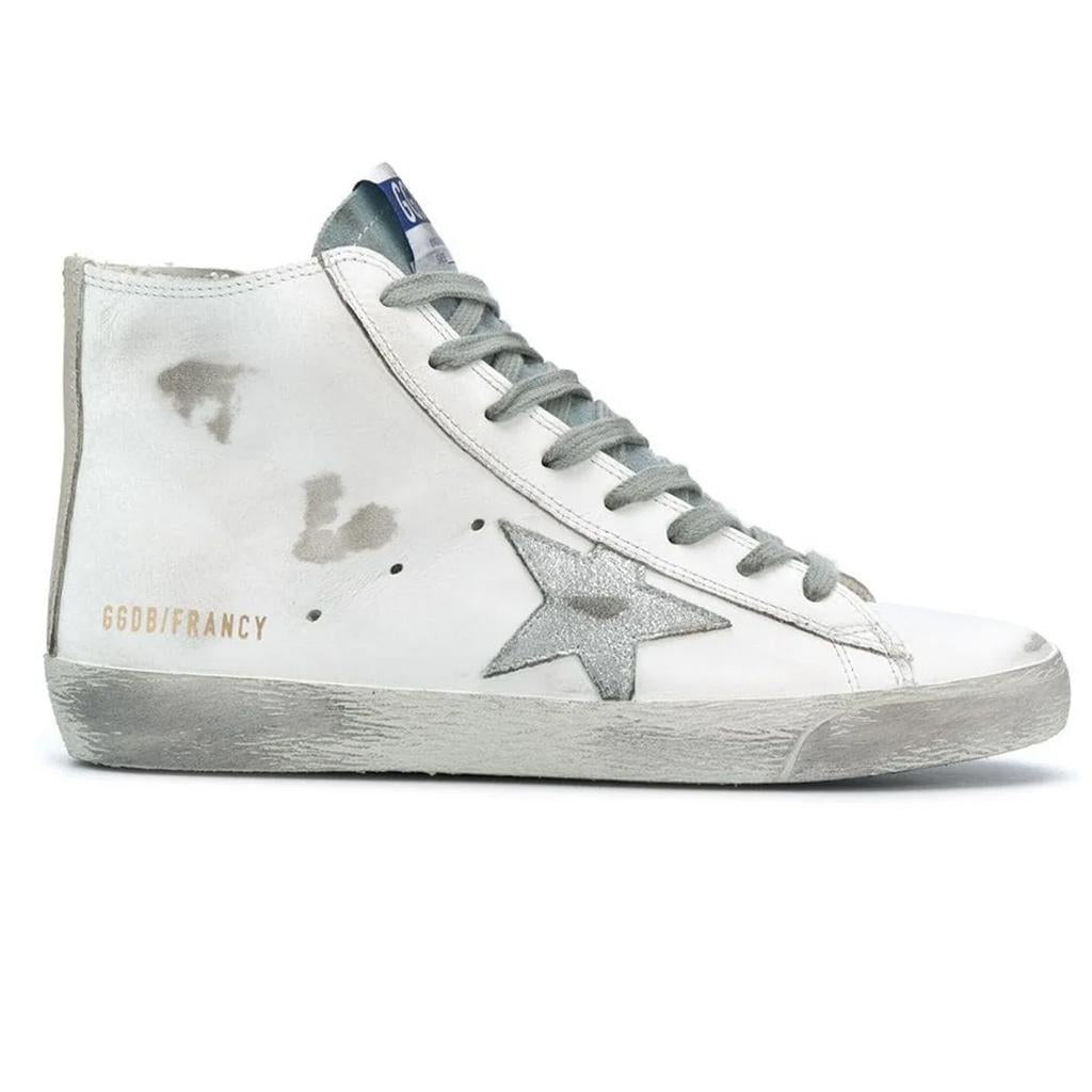 Golden Goose Francy Sneaker in White, Silver & Milk