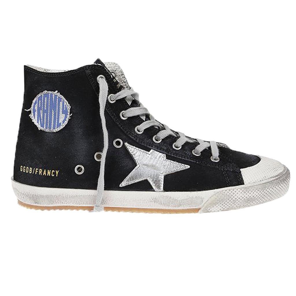 Golden Goose Francy Suede Hi Sneaker in Black/Silver