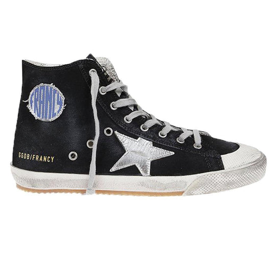 Golden Goose Francy Suede Hi Sneaker in Black/Silver