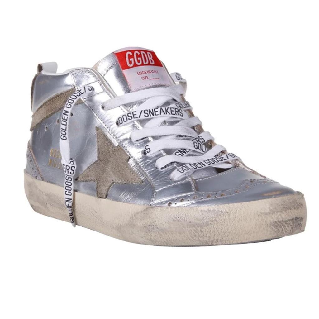 Golden Goose Mid Star Classic in Silver & Taupe