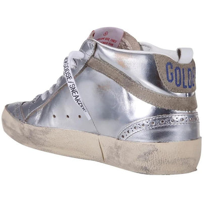Golden Goose Mid Star Classic in Silver & Taupe