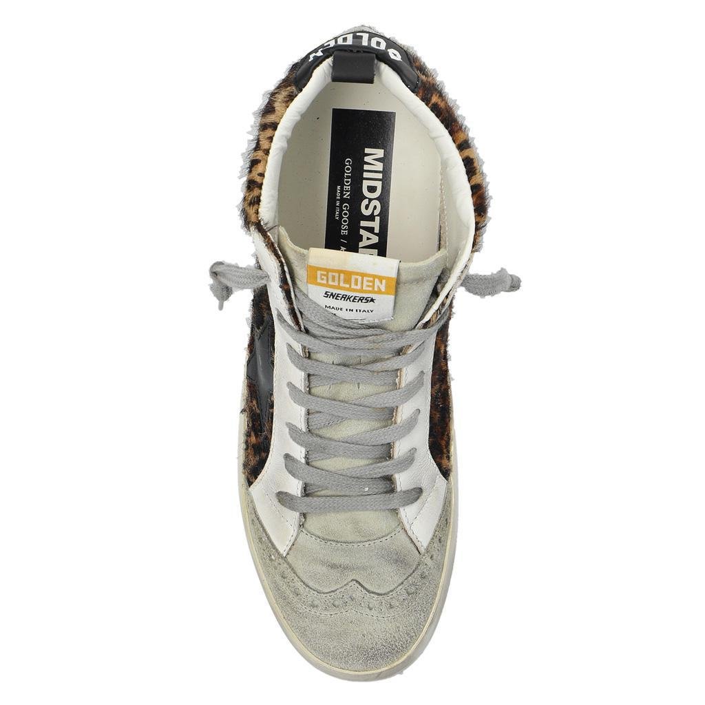 Golden Goose Mid Star Horsy Sneaker in Beige Brown Leo, Ice, Black & Silver
