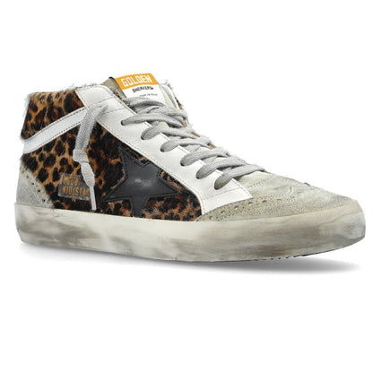 Golden Goose Mid Star Horsy Sneaker in Beige Brown Leo, Ice, Black & Silver